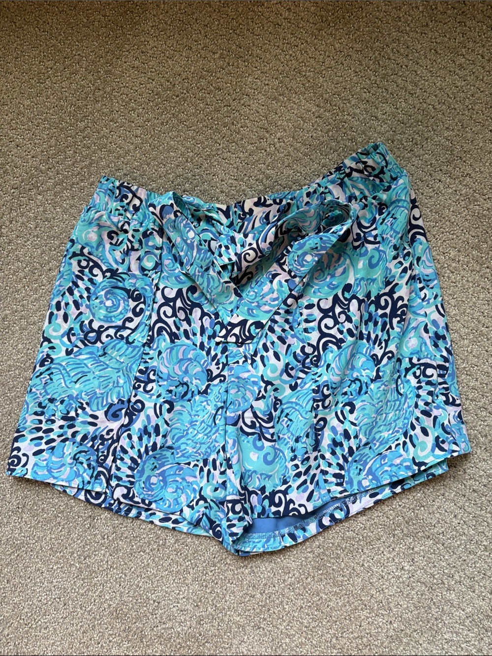 Lilly Pulitzer Blue, Aqua & Navy Abstract Print Shorts